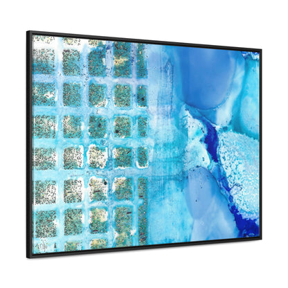 Blue Ice 14 Framed Canvas Print - Alja Design