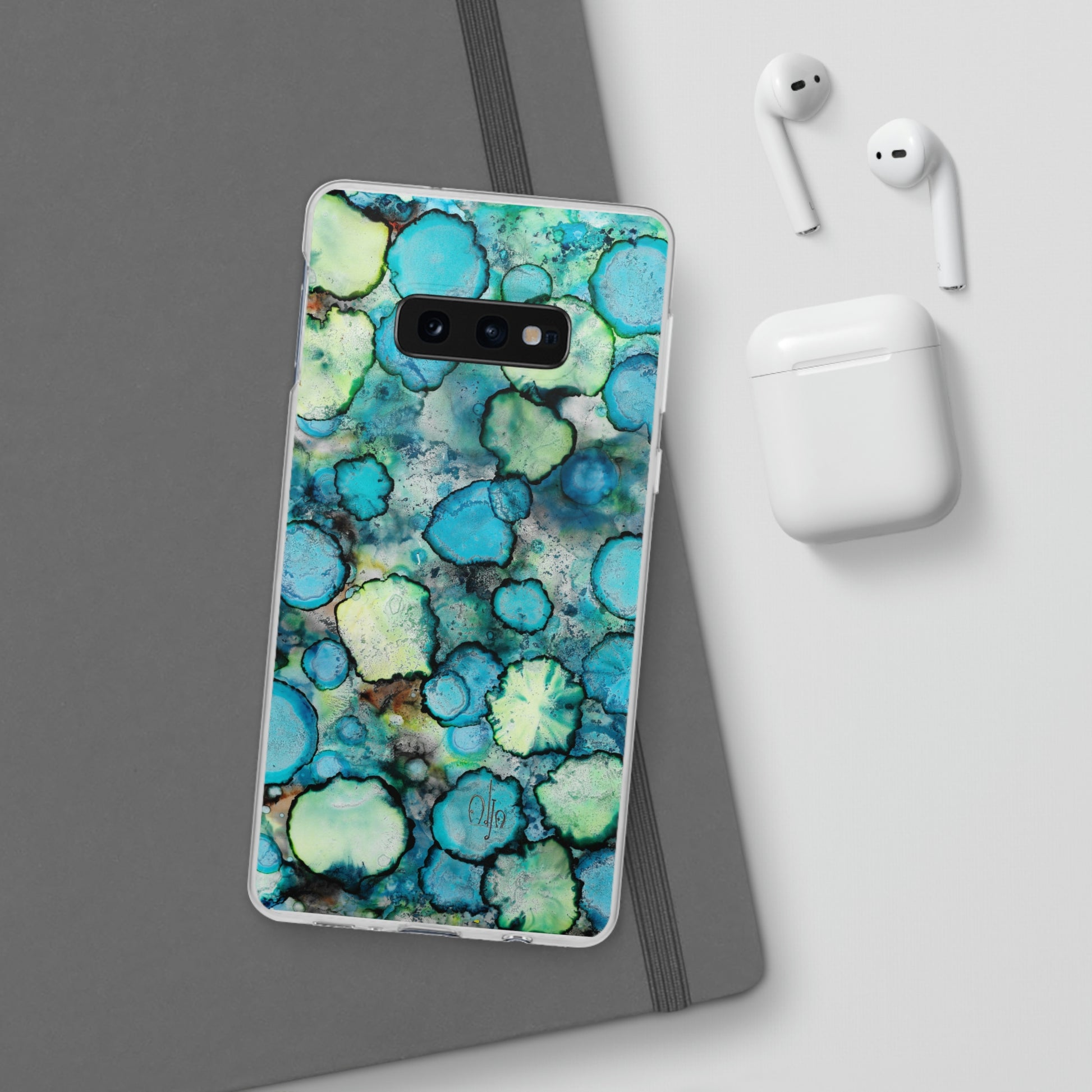 iPhone and Samsung Galaxy Flexi Phone Case Blue Bubbles - Alja Design