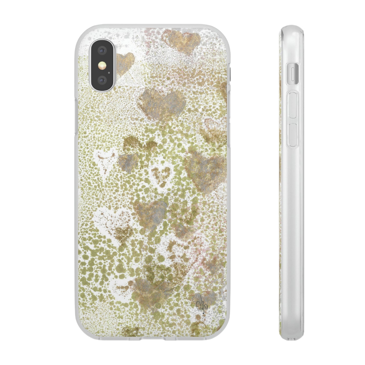 iPhone and Samsung Galaxy Flexi Phone Case Green Hearts - Alja Design