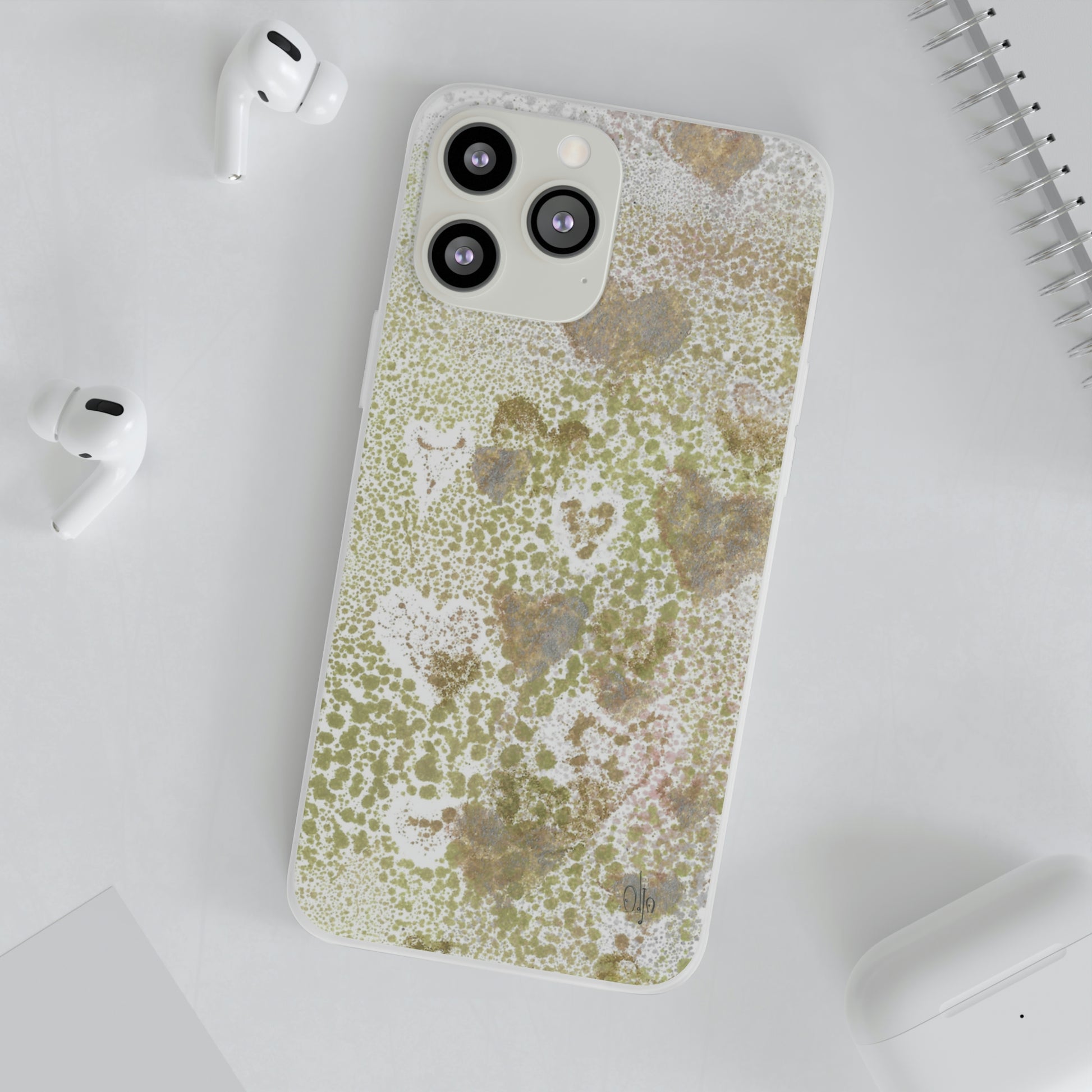 iPhone and Samsung Galaxy Flexi Phone Case Green Hearts - Alja Design