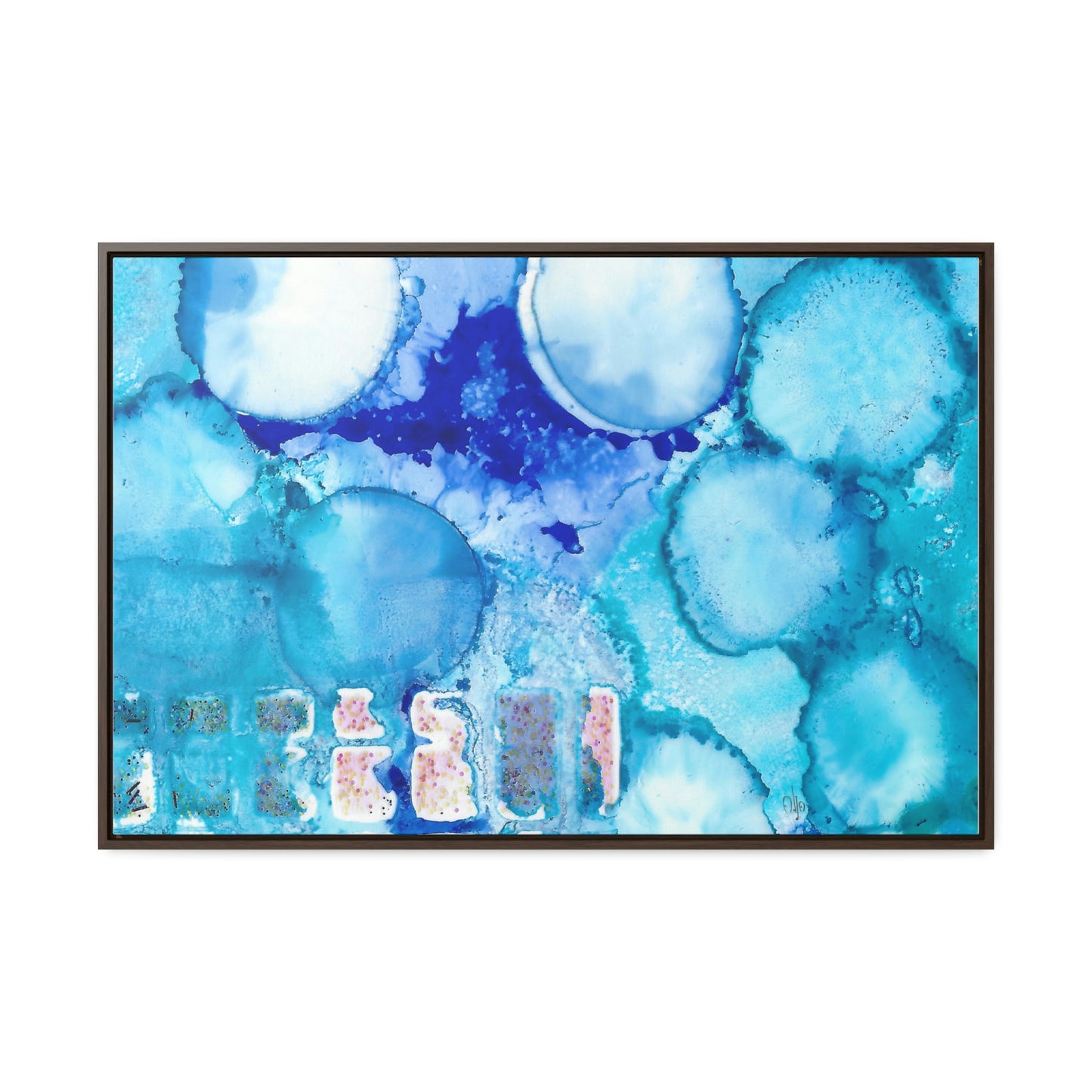 Blue Ice 5 Framed Canvas Print - Alja Design