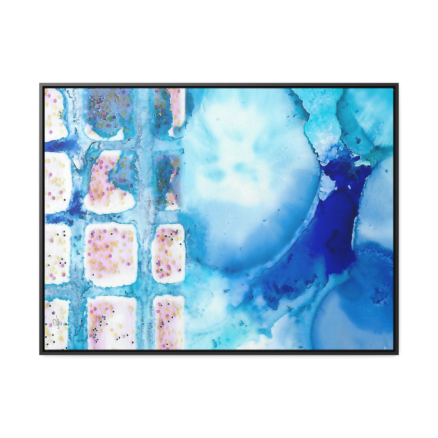 Blue Ice 10 Framed Canvas Print - Alja Design