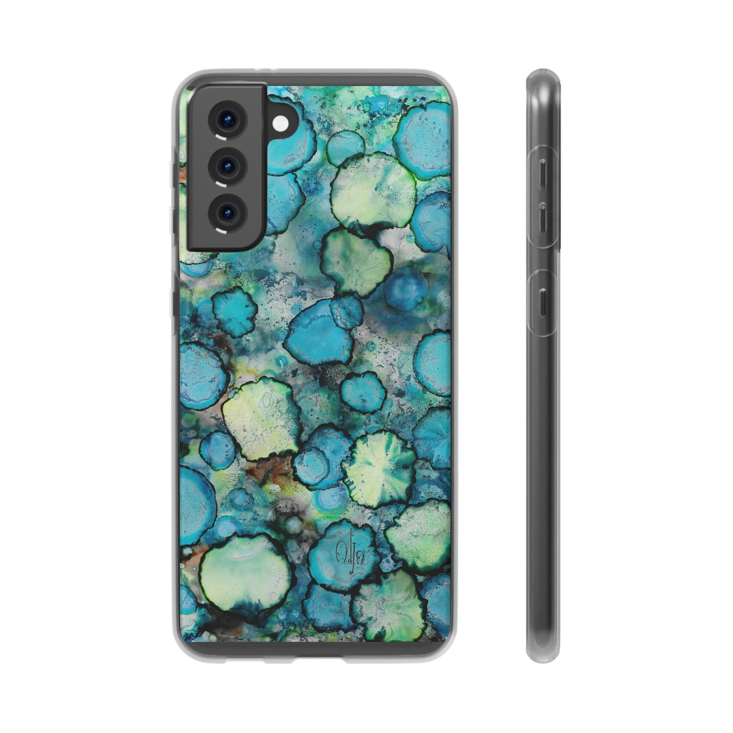 iPhone and Samsung Galaxy Flexi Phone Case Blue Bubbles - Alja Design