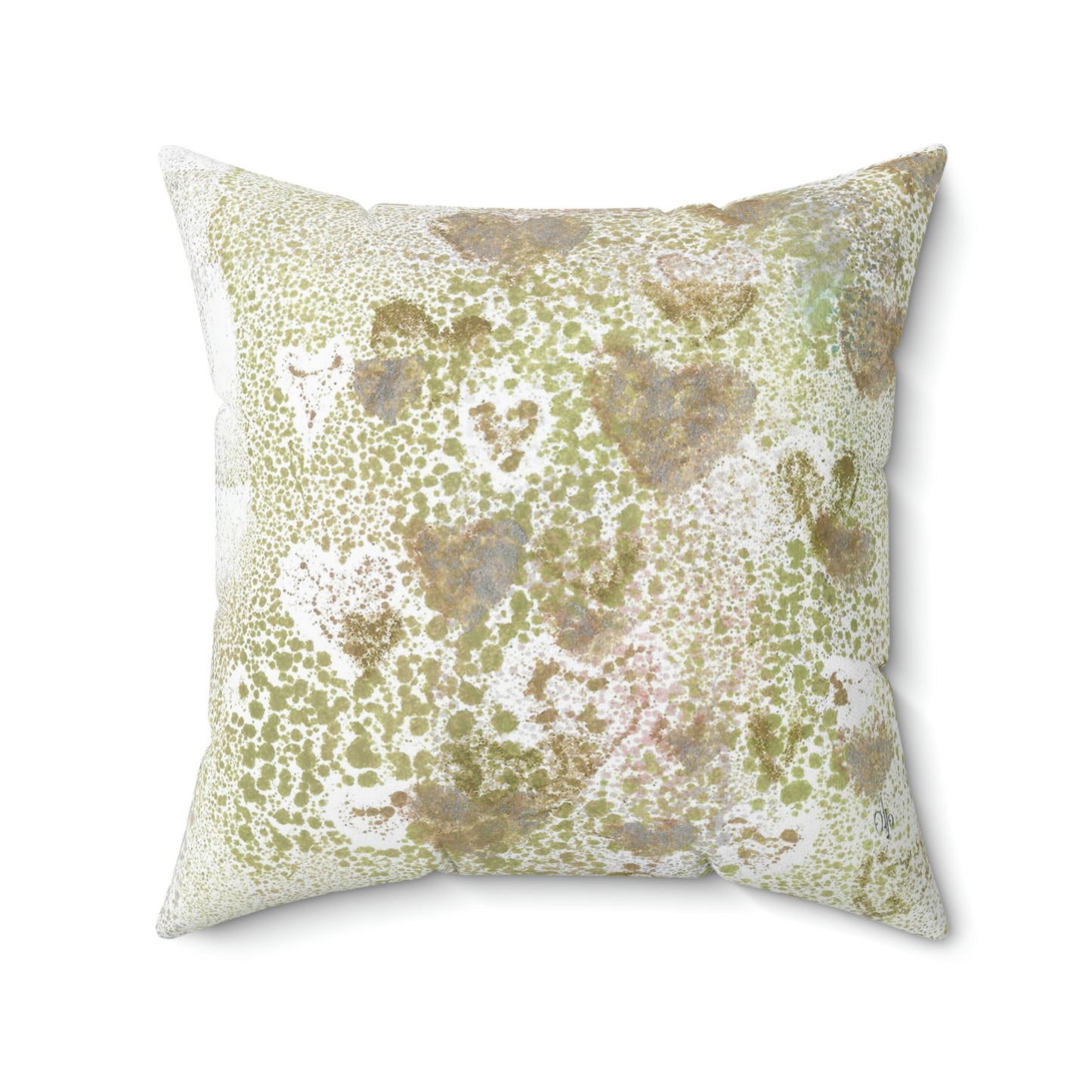 Green Hearts Square Pillow - Alja Design