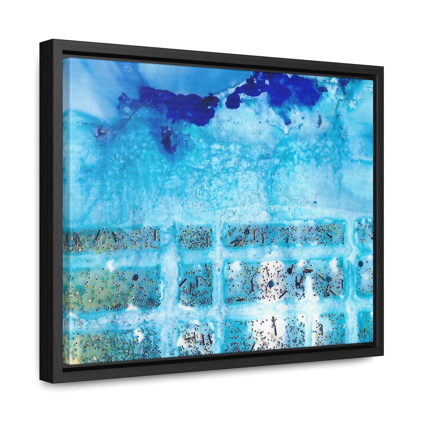 Blue Ice 8 Framed Canvas Print - Alja Design