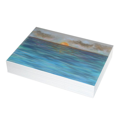 Blue Sunset Folded Greeting Card