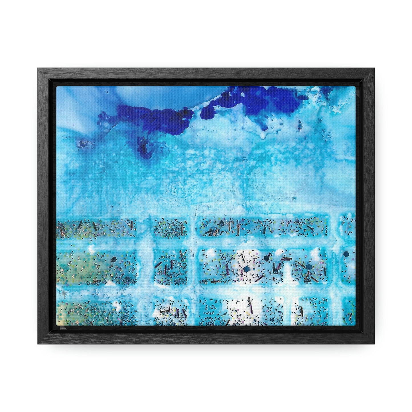 Blue Ice 8 Framed Canvas Print - Alja Design