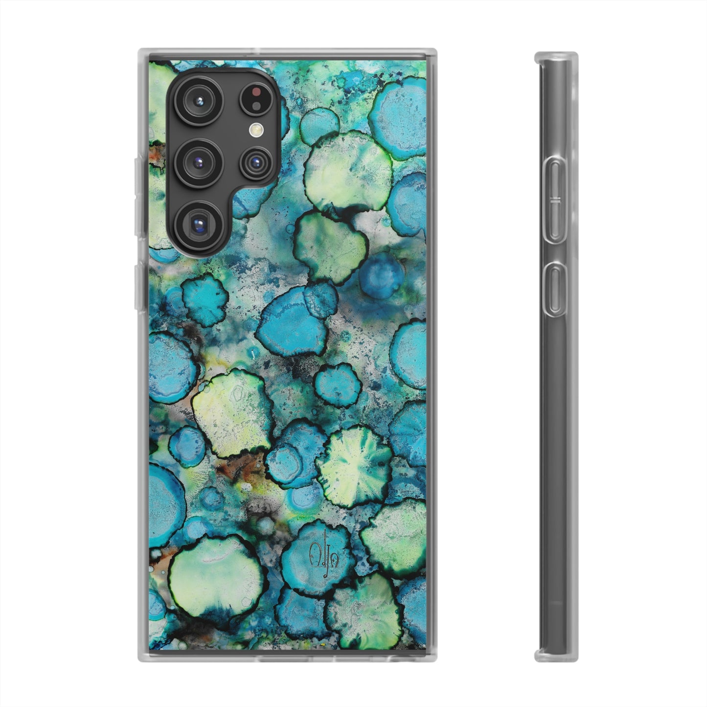 iPhone and Samsung Galaxy Flexi Phone Case Blue Bubbles - Alja Design