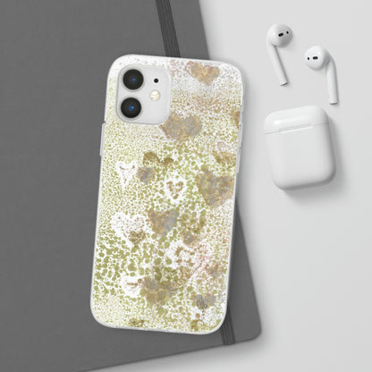 iPhone and Samsung Galaxy Flexi Phone Case Green Hearts - Alja Design