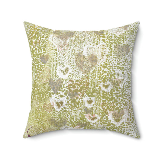 Green Hearts Square Pillow - Alja Design