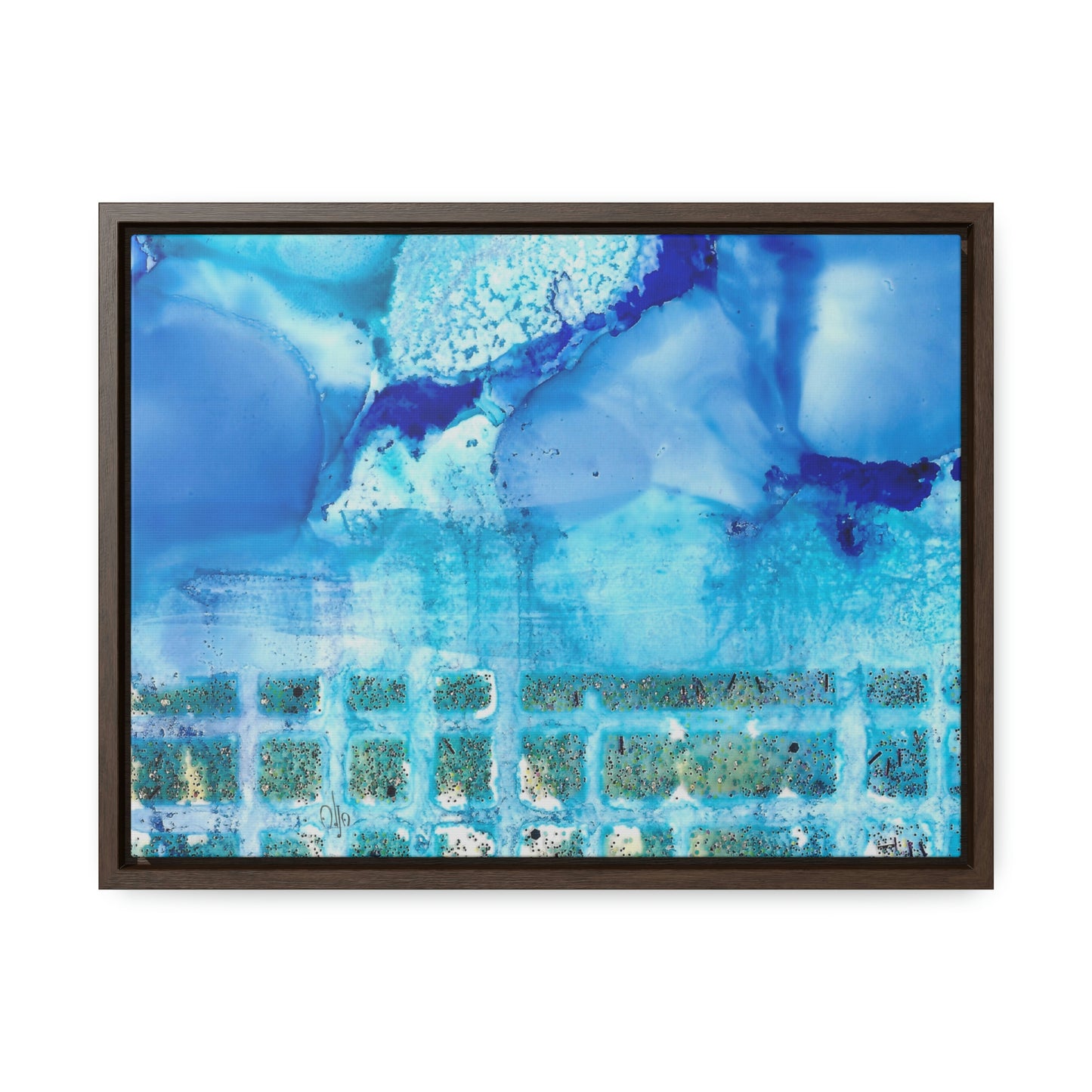 Blue Ice 1 Framed Canvas Print - Alja Design