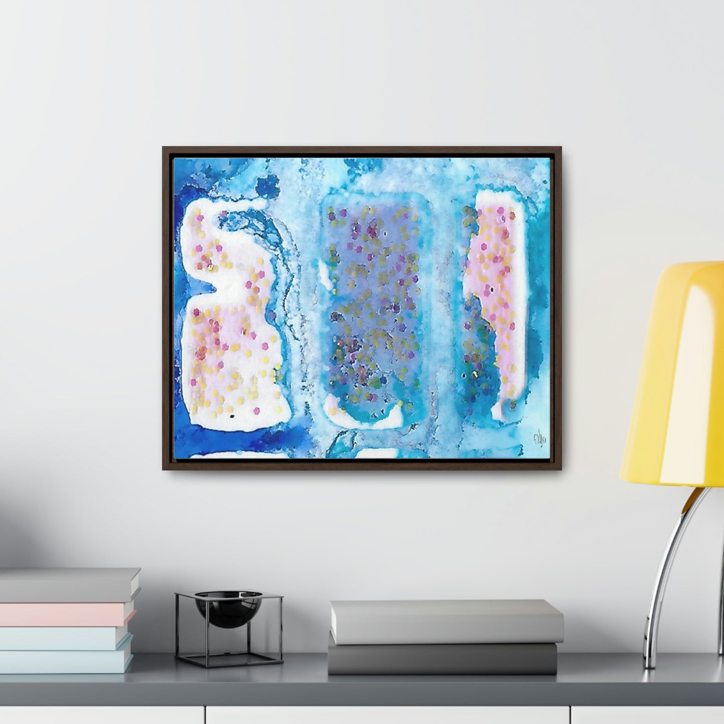 Blue Ice 4 Framed Canvas Print - Alja Design