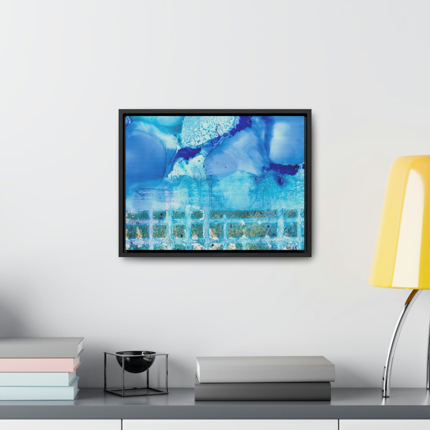 Blue Ice 1 Framed Canvas Print - Alja Design