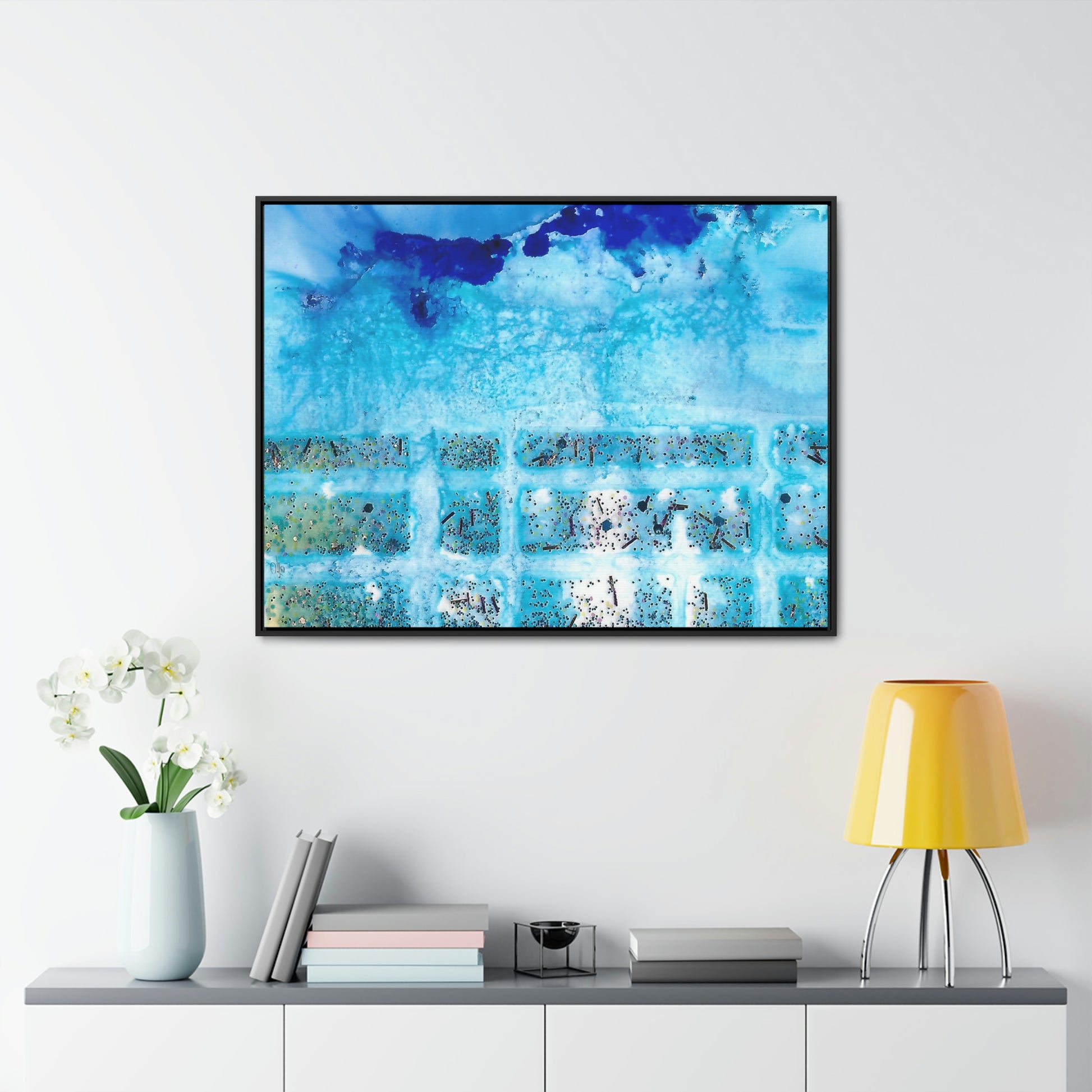 Blue Ice 8 Framed Canvas Print - Alja Design