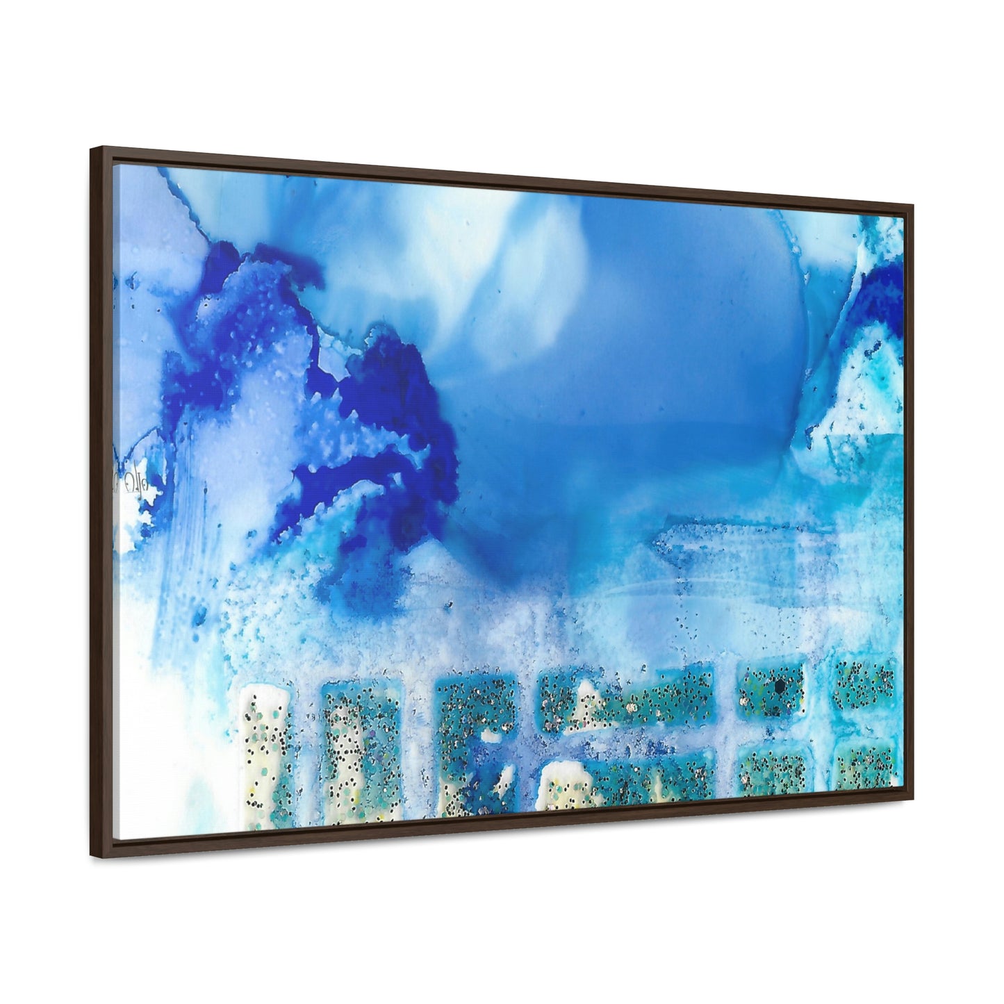 Blue Ice 7 Framed Canvas Print - Alja Design