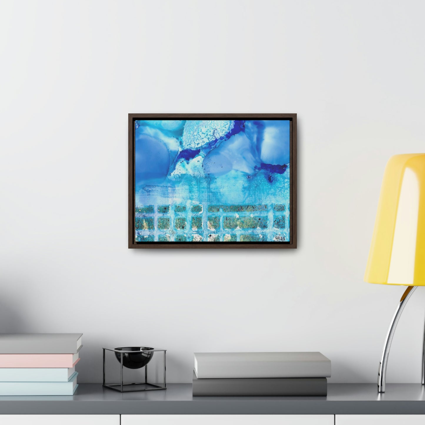 Blue Ice 1 Framed Canvas Print - Alja Design