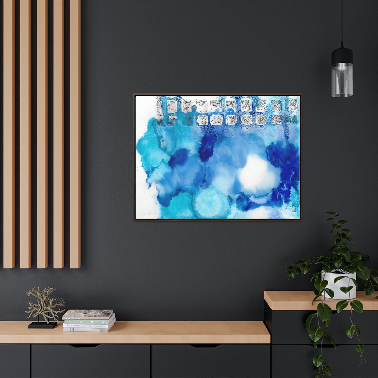 Blue Ice 2 Framed Canvas Print - Alja Design