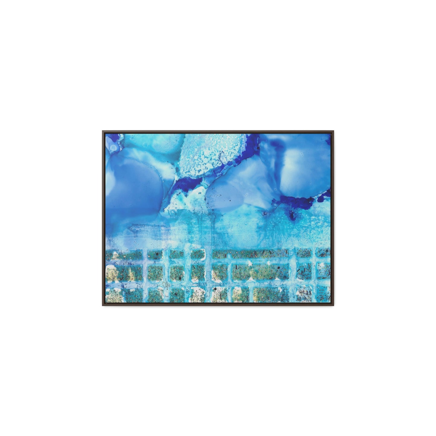 Blue Ice 1 Framed Canvas Print - Alja Design