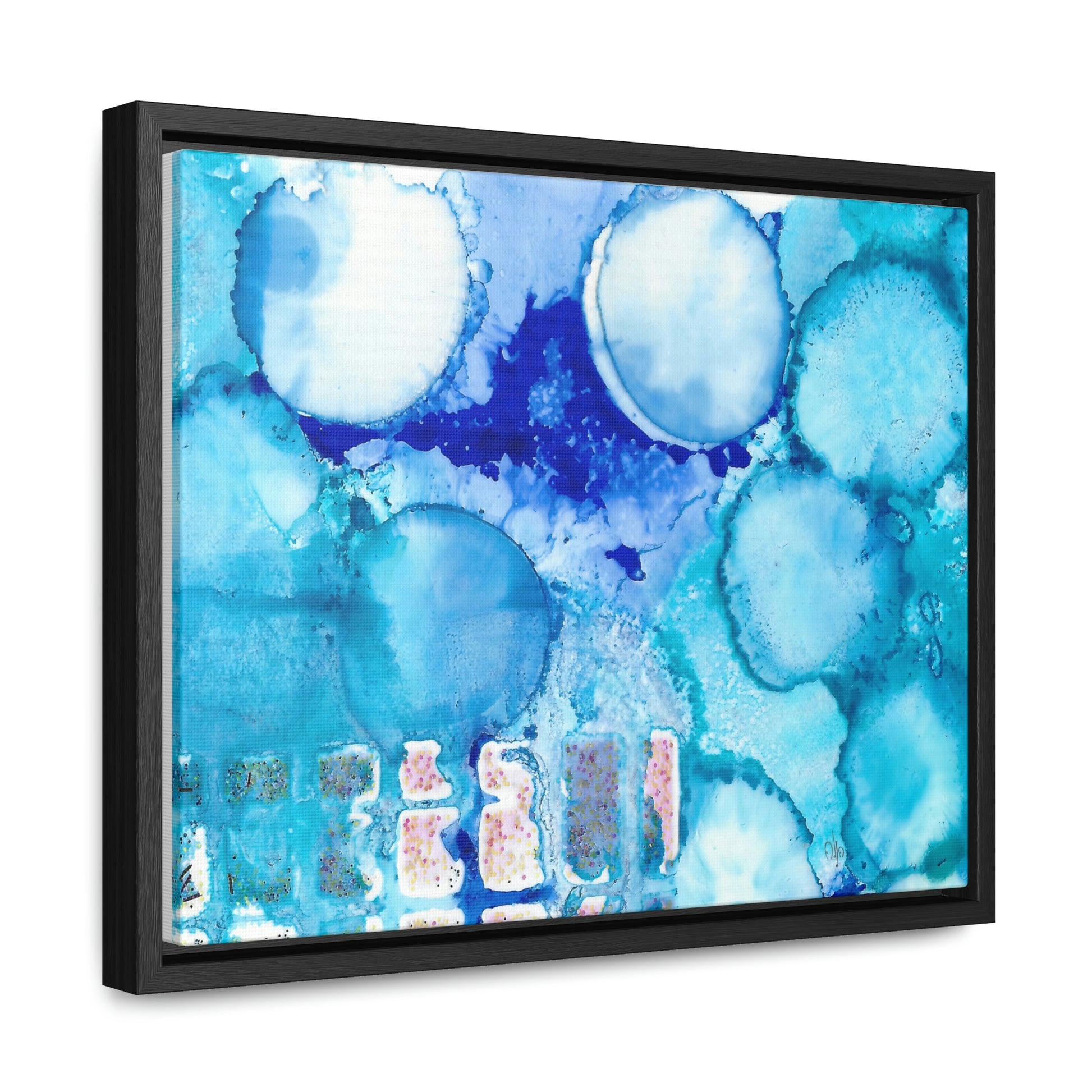 Blue Ice 5 Framed Canvas Print - Alja Design