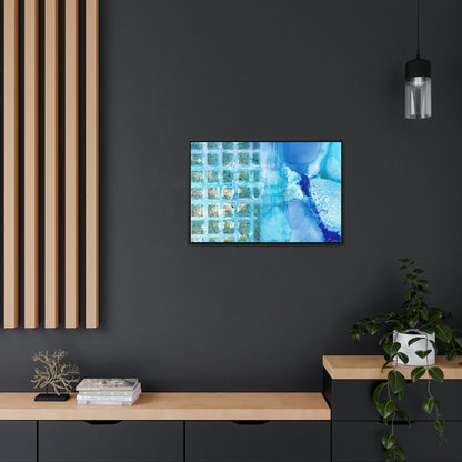 Blue Ice 14 Framed Canvas Print - Alja Design