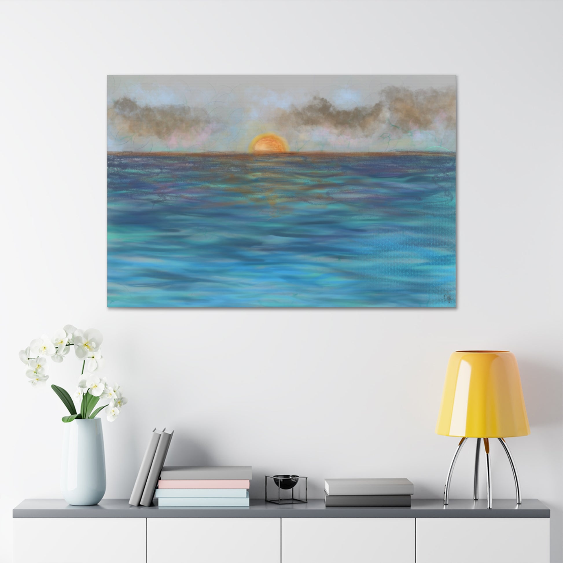 Blue Sunset Canvas Print - Alja Design