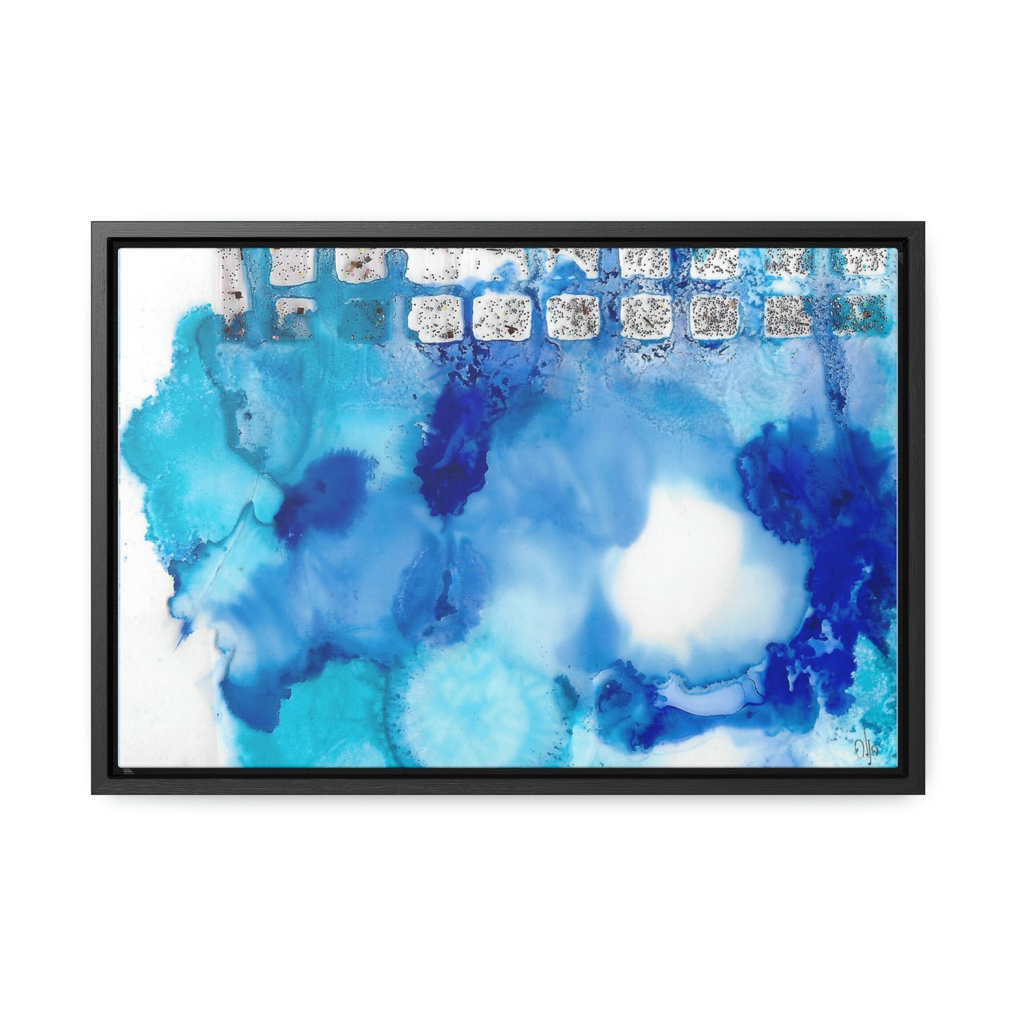 Blue Ice 2 Framed Canvas Print - Alja Design