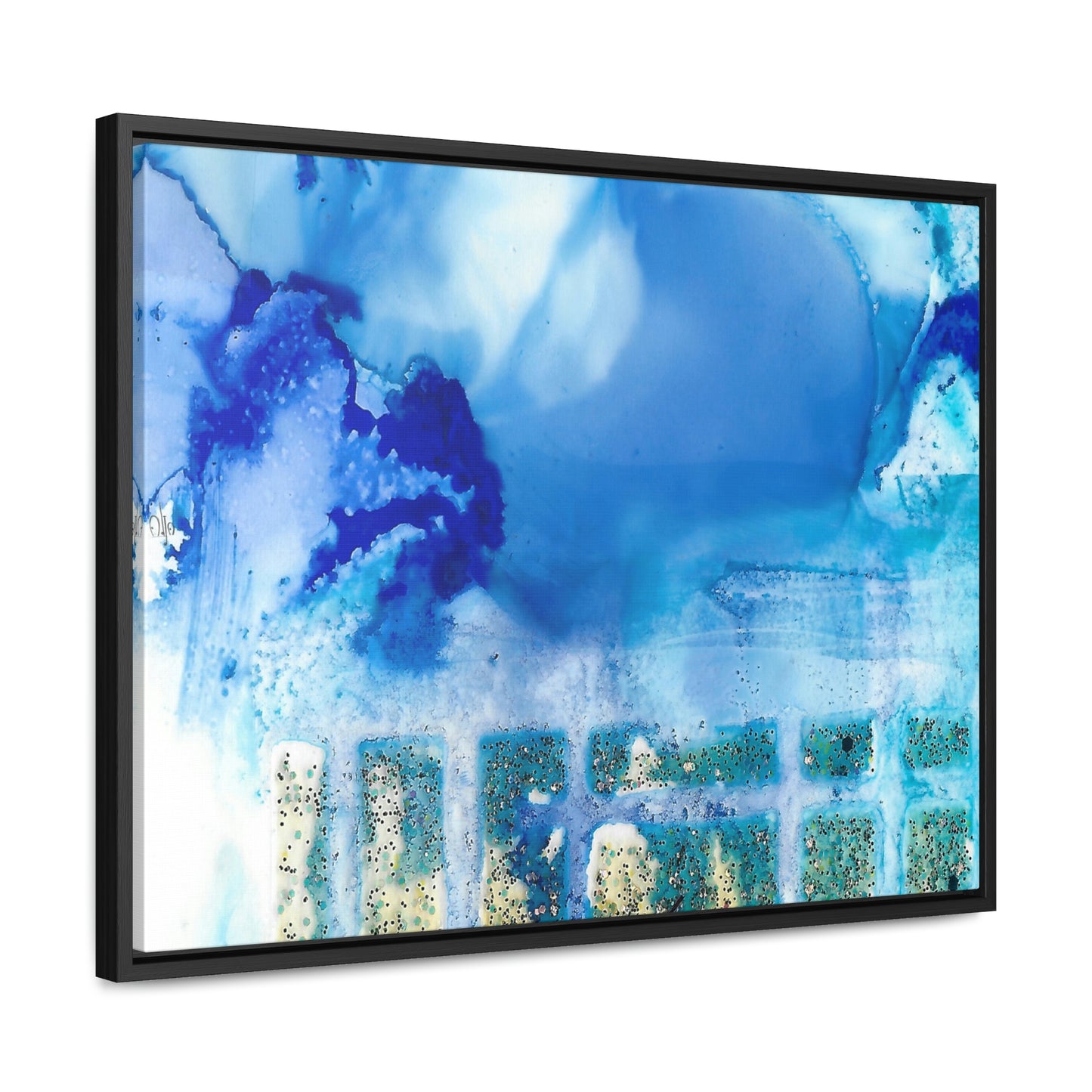 Blue Ice 7 Framed Canvas Print - Alja Design