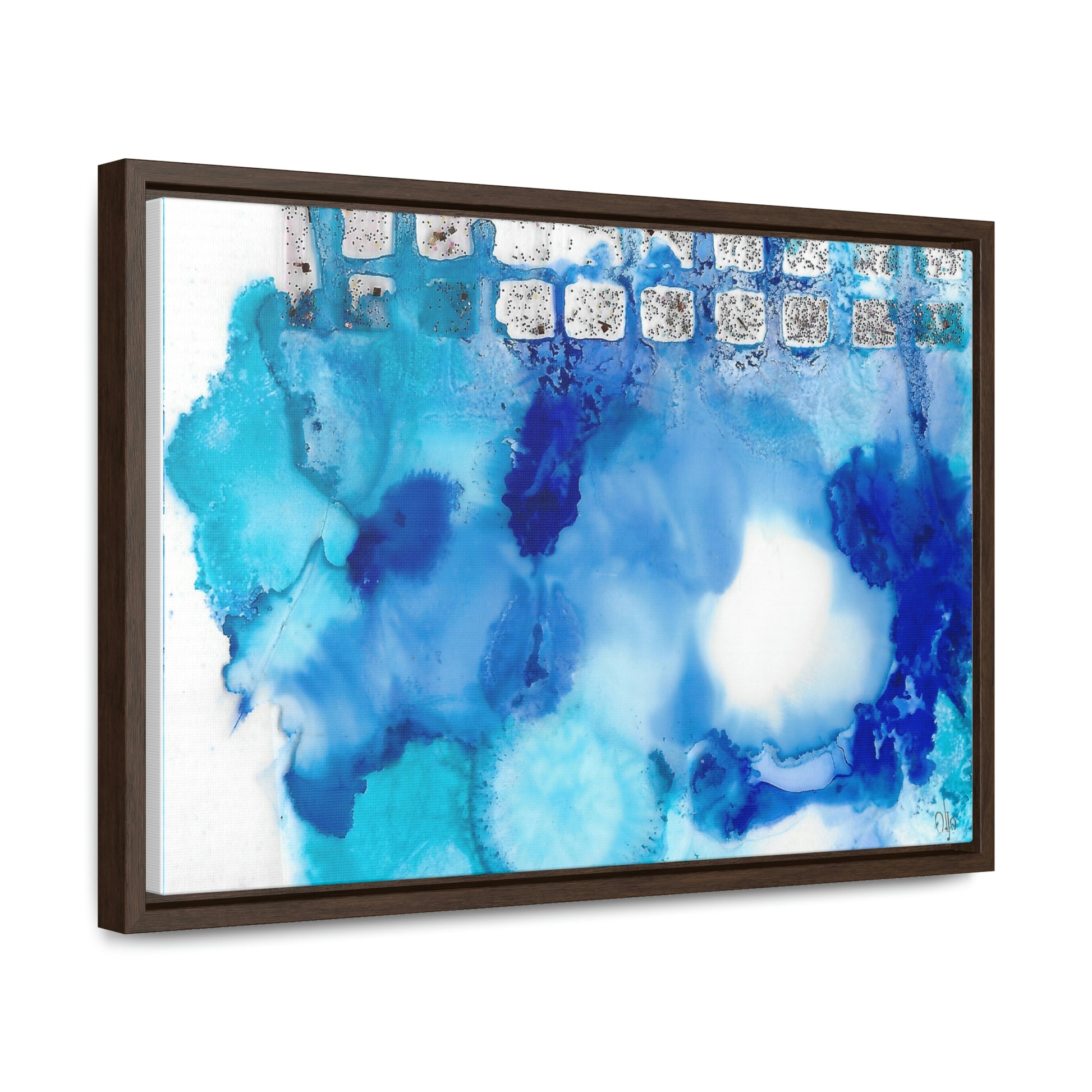 Blue Ice 2 Framed Canvas Print - Alja Design