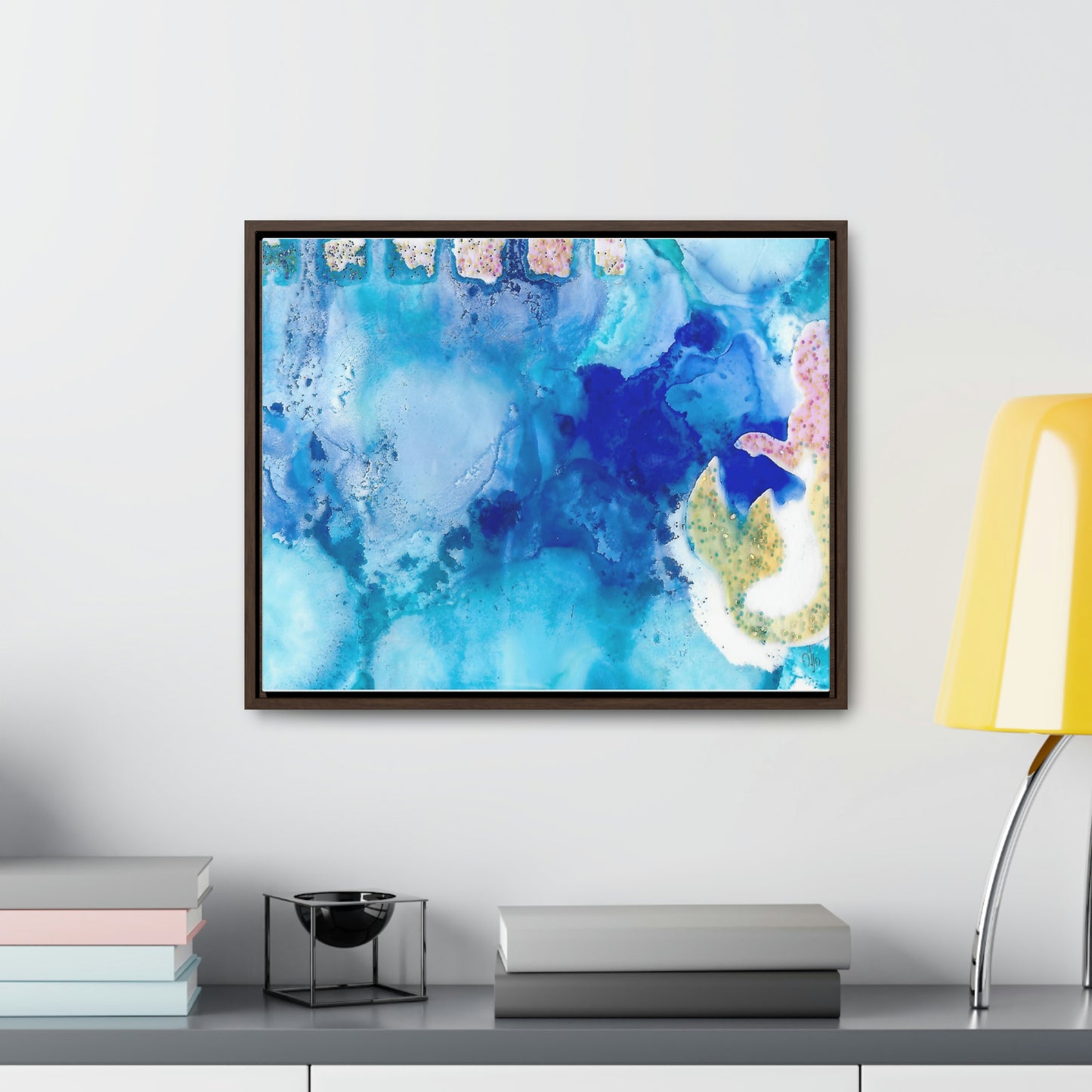 Blue Ice 3 Framed Canvas Print - Alja Design