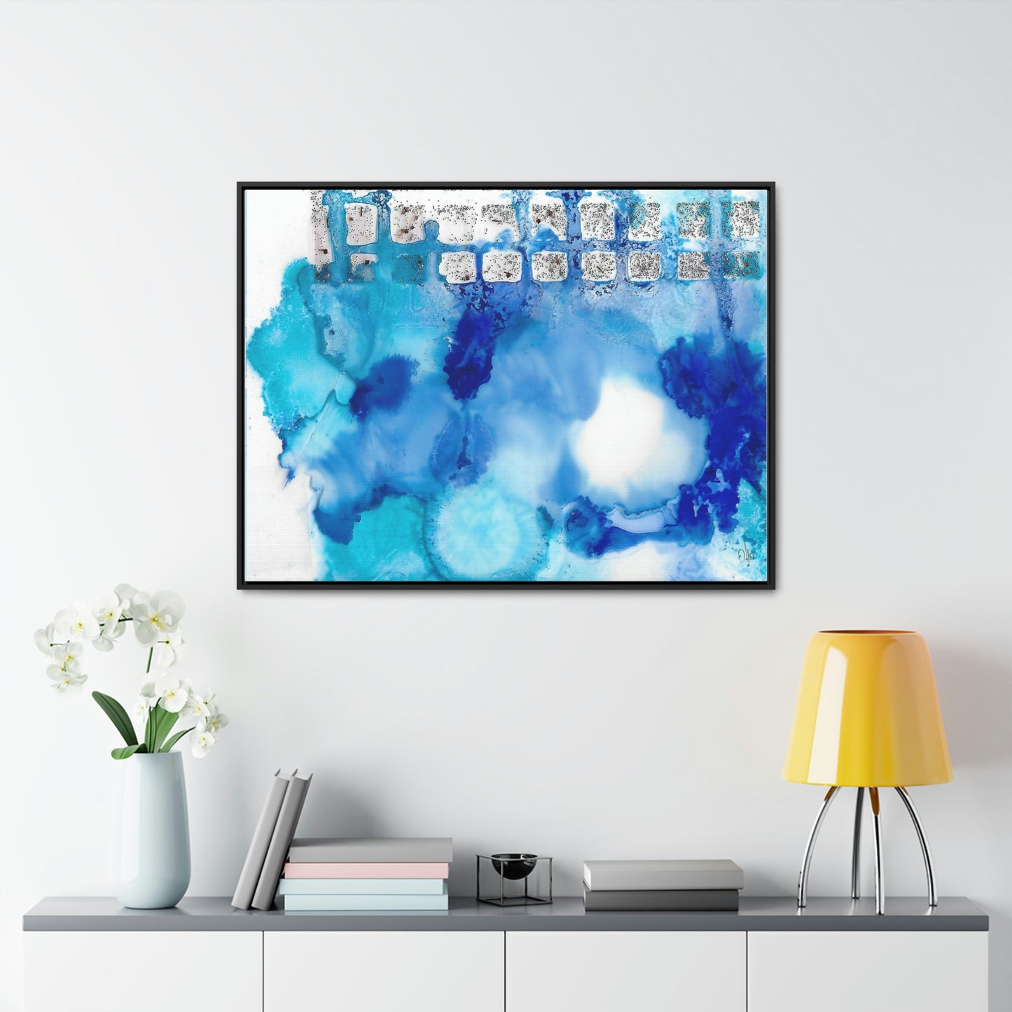 Blue Ice 2 Framed Canvas Print - Alja Design