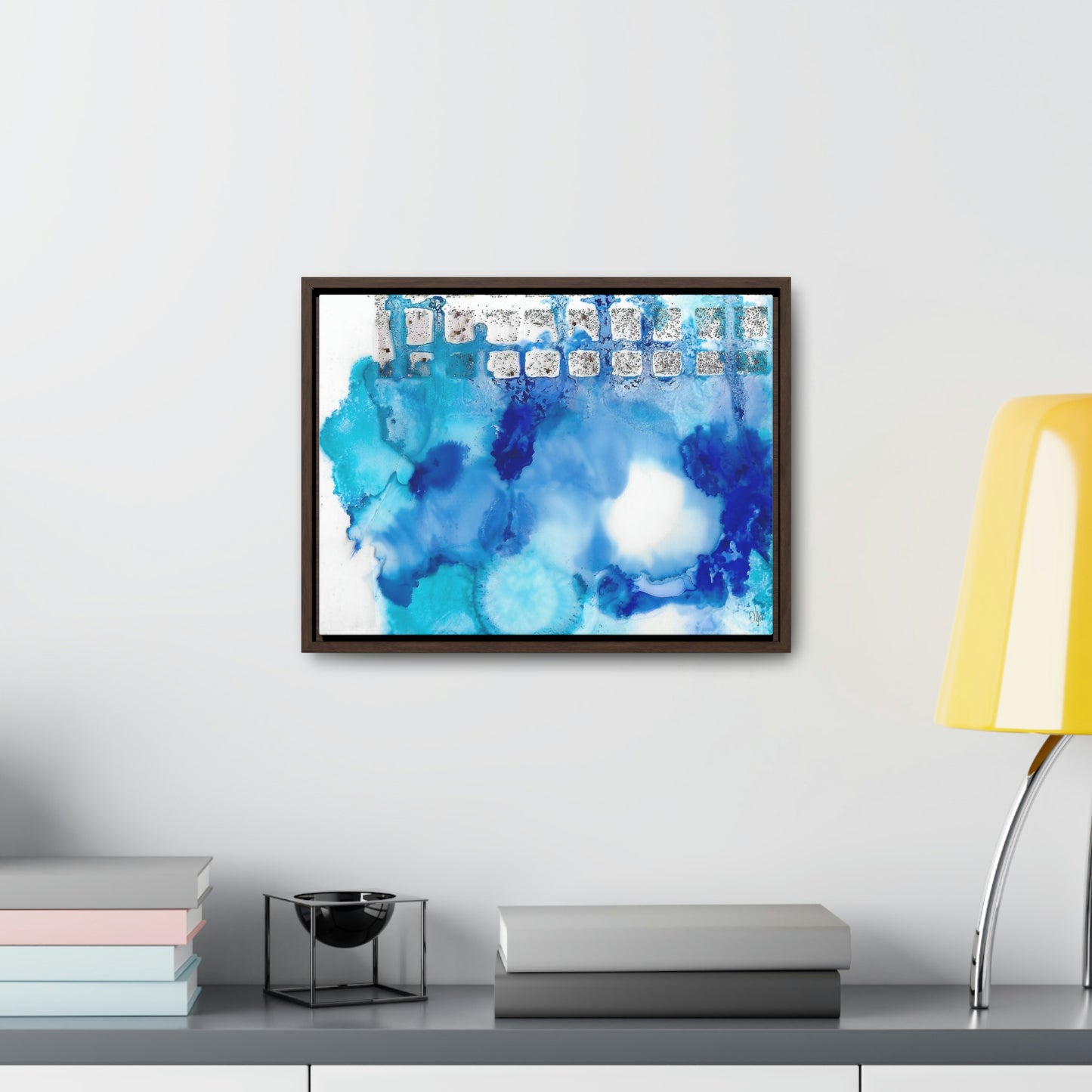 Blue Ice 2 Framed Canvas Print - Alja Design