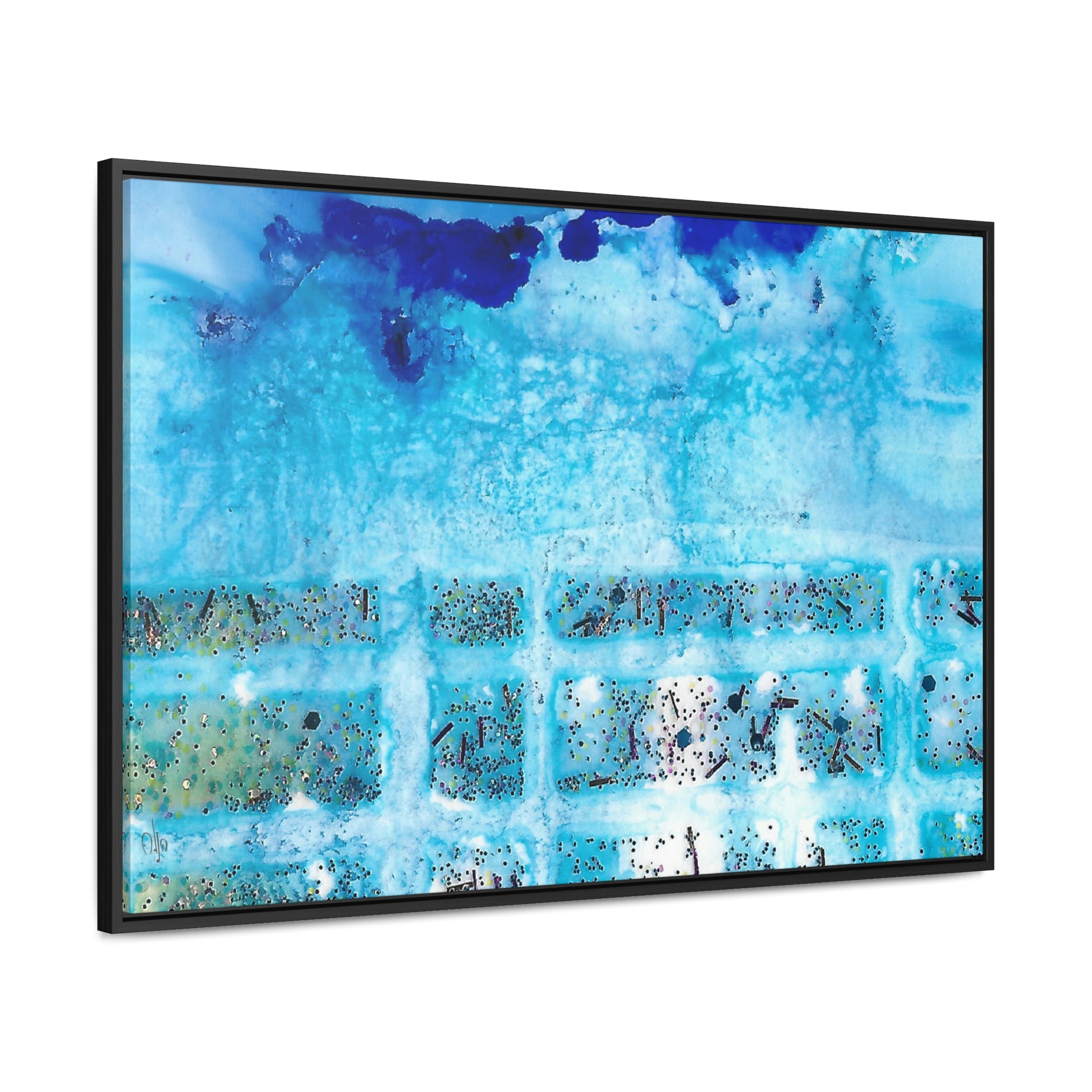 Blue Ice 8 Framed Canvas Print - Alja Design