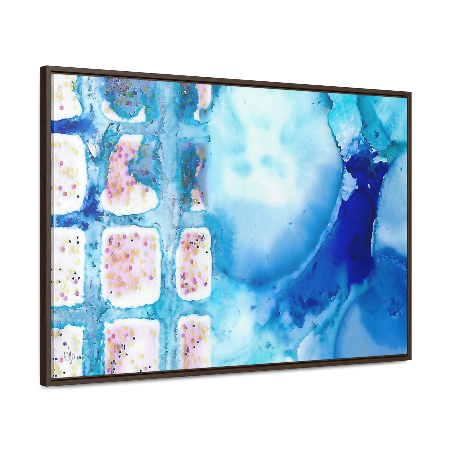 Blue Ice 10 Framed Canvas Print - Alja Design