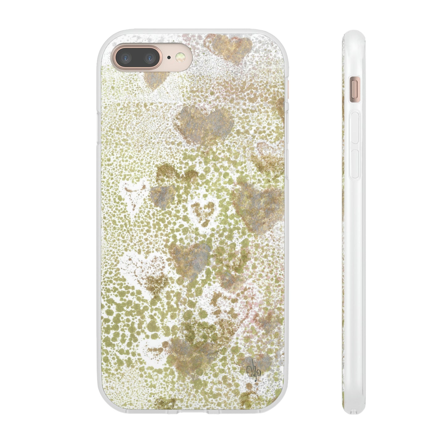 iPhone and Samsung Galaxy Flexi Phone Case Green Hearts - Alja Design