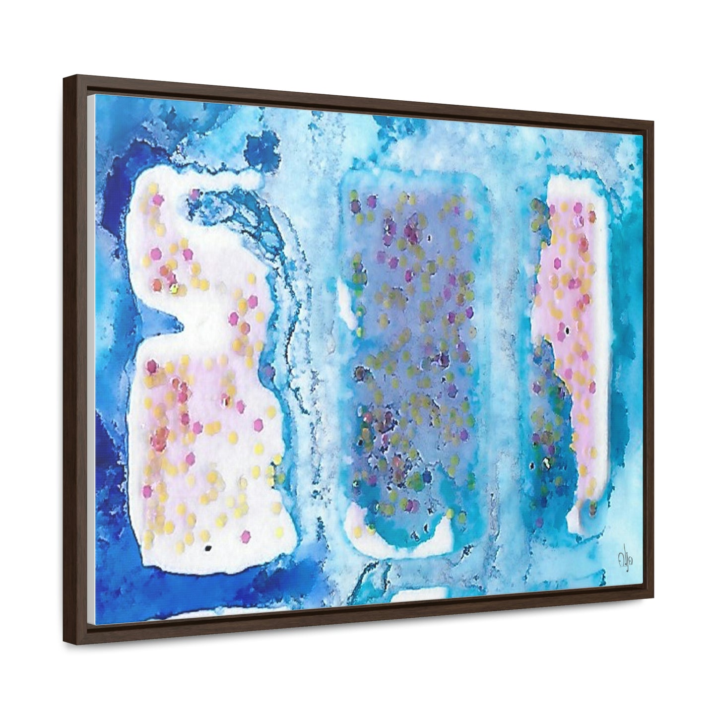 Blue Ice 4 Framed Canvas Print - Alja Design