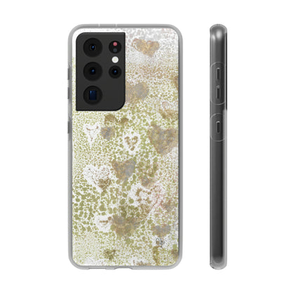 iPhone and Samsung Galaxy Flexi Phone Case Green Hearts - Alja Design