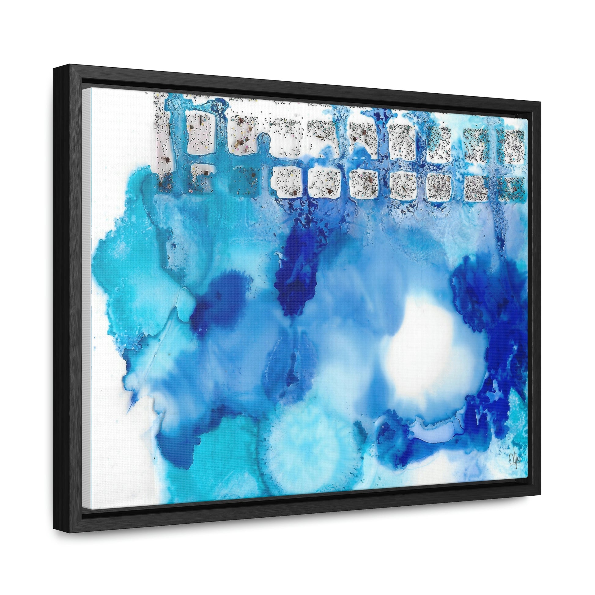 Blue Ice 2 Framed Canvas Print - Alja Design