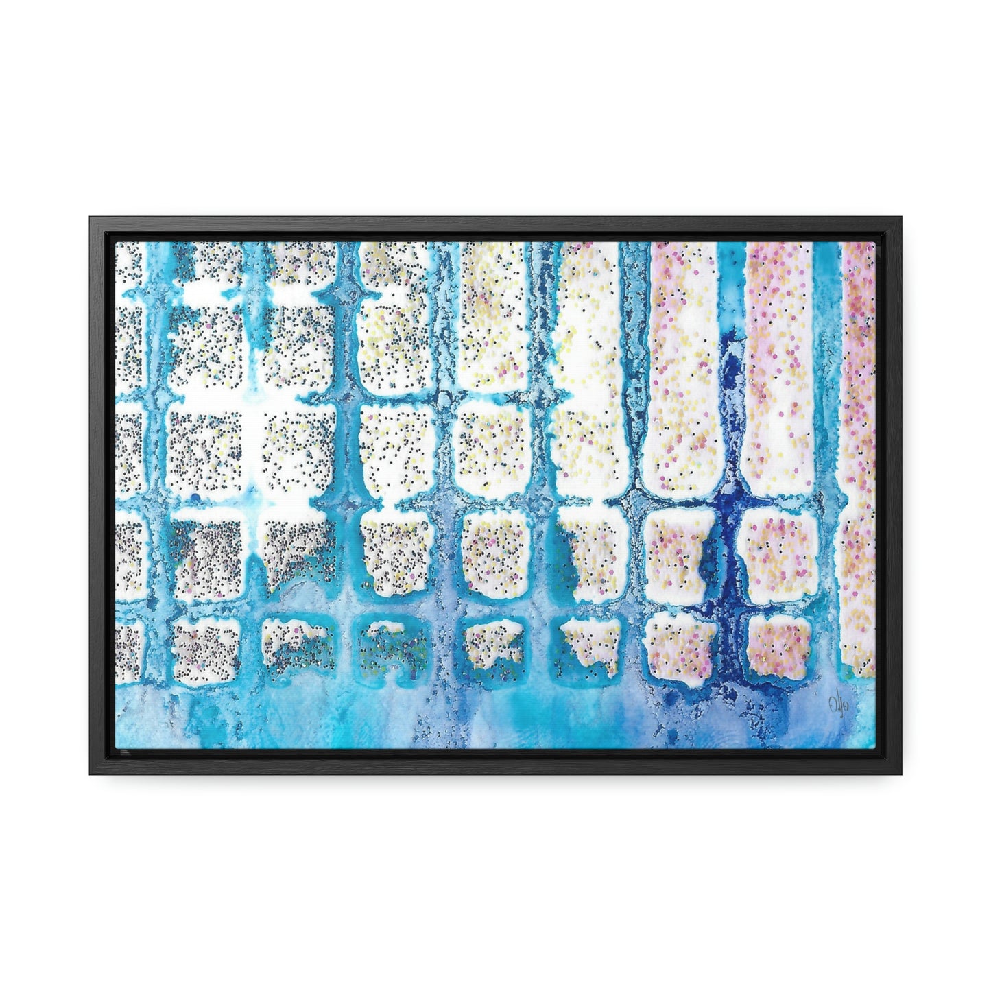 Blue Ice 13 Framed Canvas Print - Alja Design