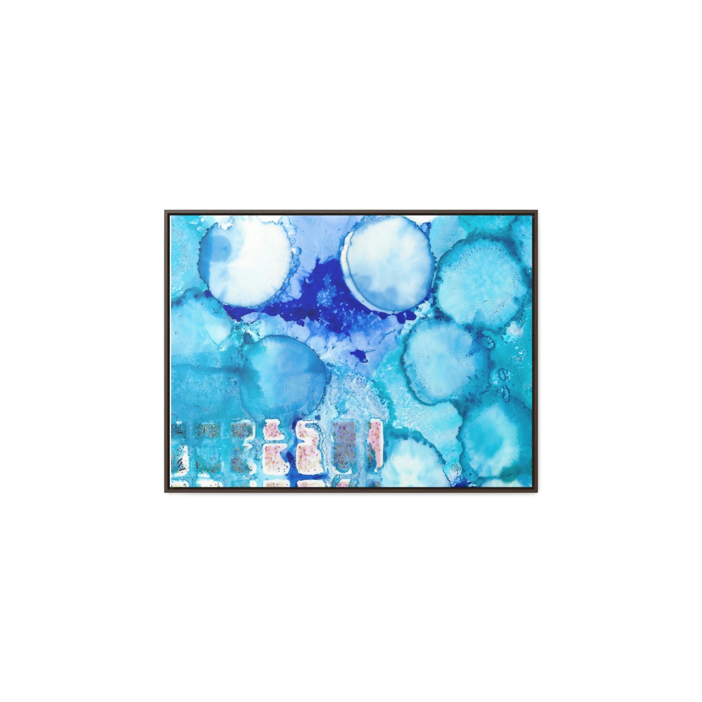 Blue Ice 5 Framed Canvas Print - Alja Design