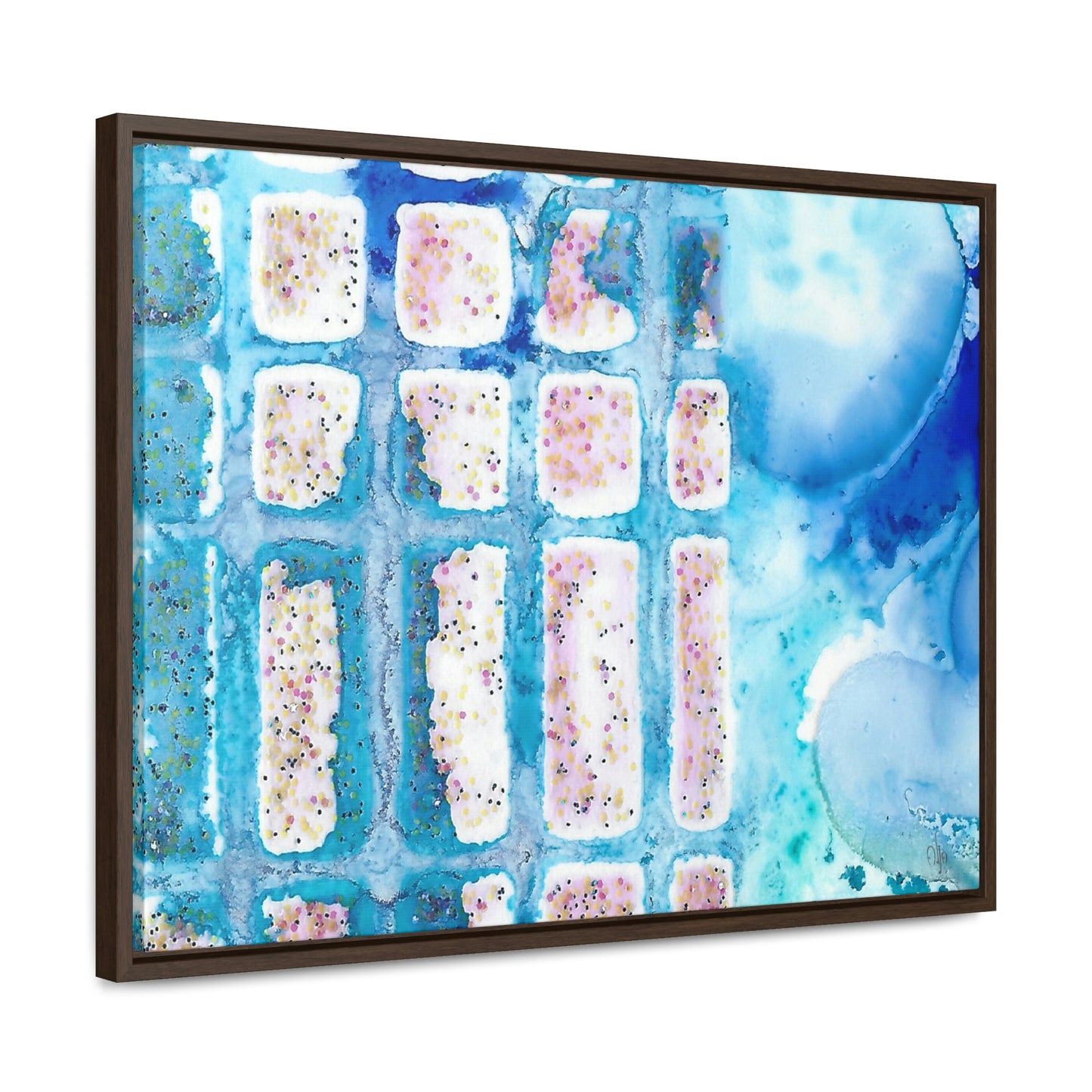 Blue Ice 6 Framed Canvas Print - Alja Design