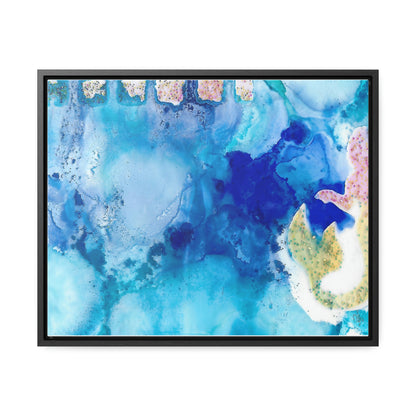 Blue Ice 3 Framed Canvas Print - Alja Design