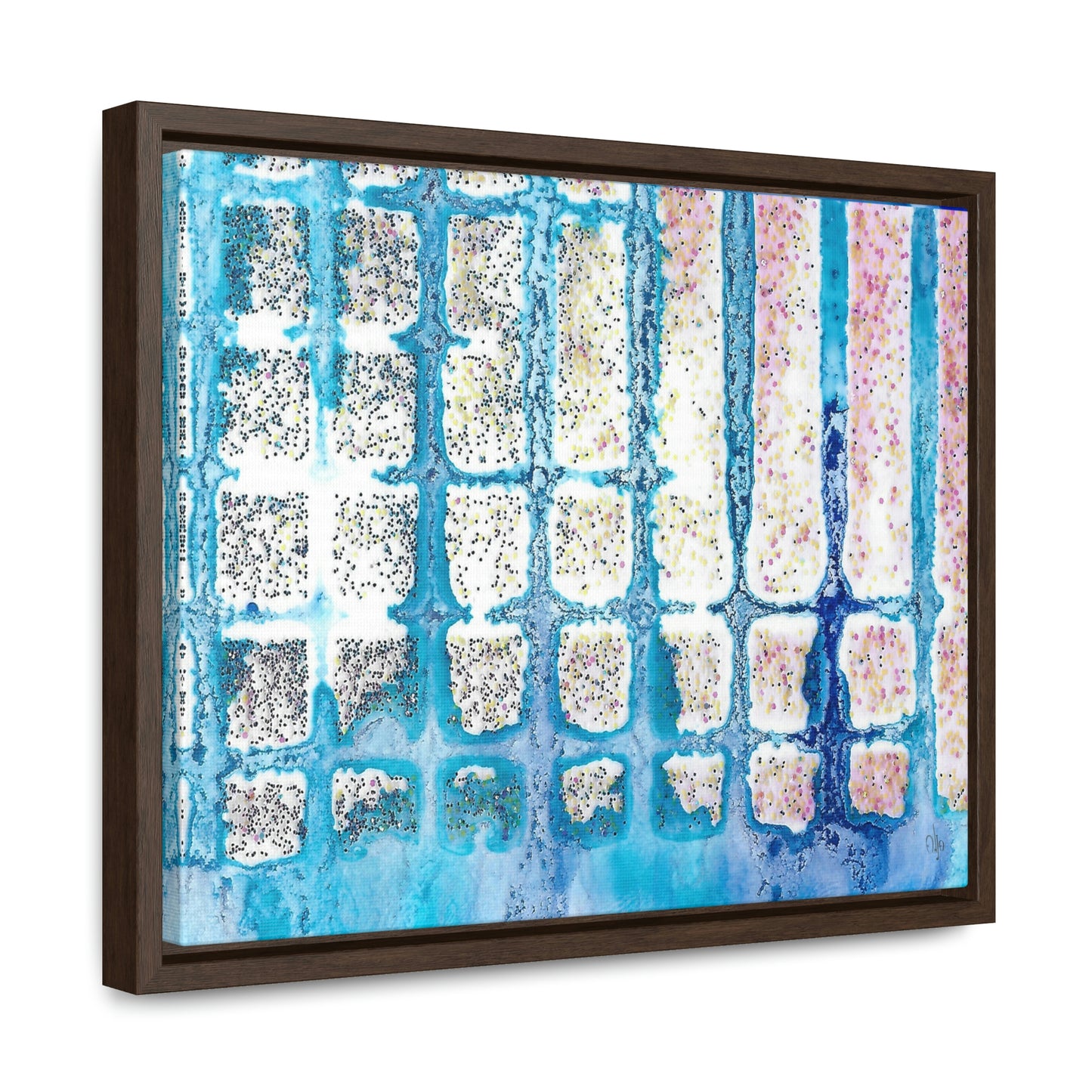 Blue Ice 13 Framed Canvas Print - Alja Design