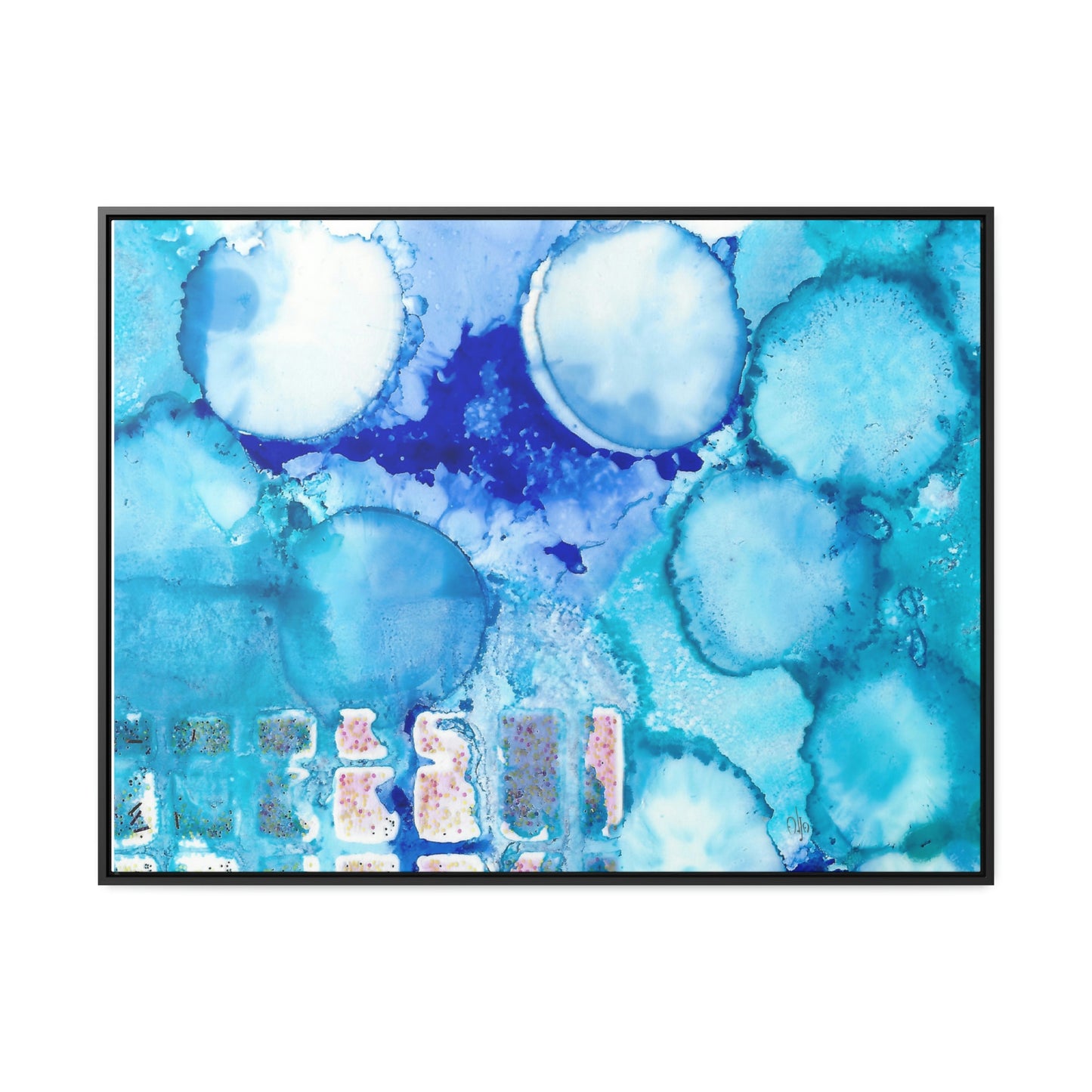 Blue Ice 5 Framed Canvas Print - Alja Design