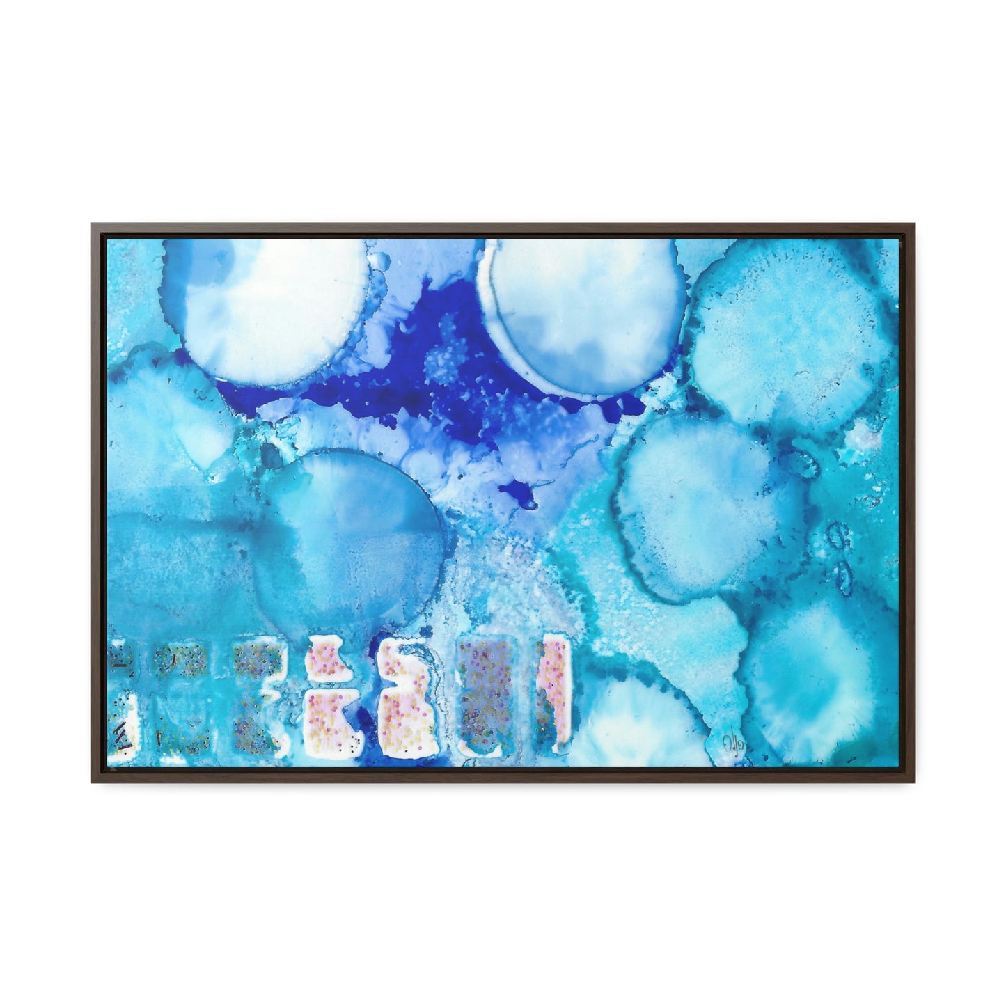 Blue Ice 5 Framed Canvas Print - Alja Design