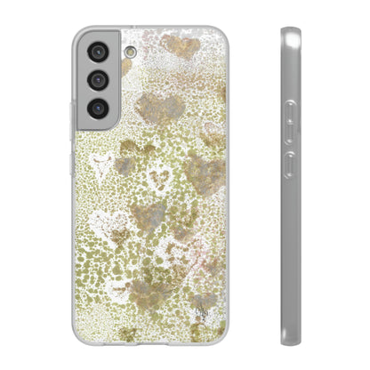 iPhone and Samsung Galaxy Flexi Phone Case Green Hearts - Alja Design