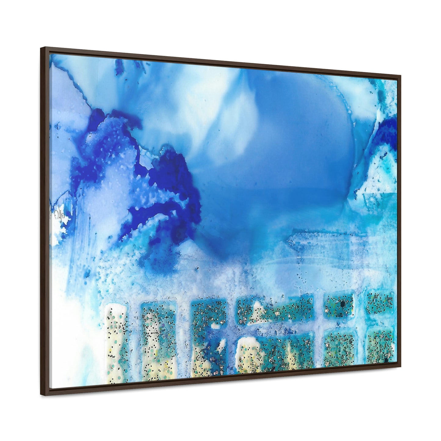 Blue Ice 7 Framed Canvas Print - Alja Design