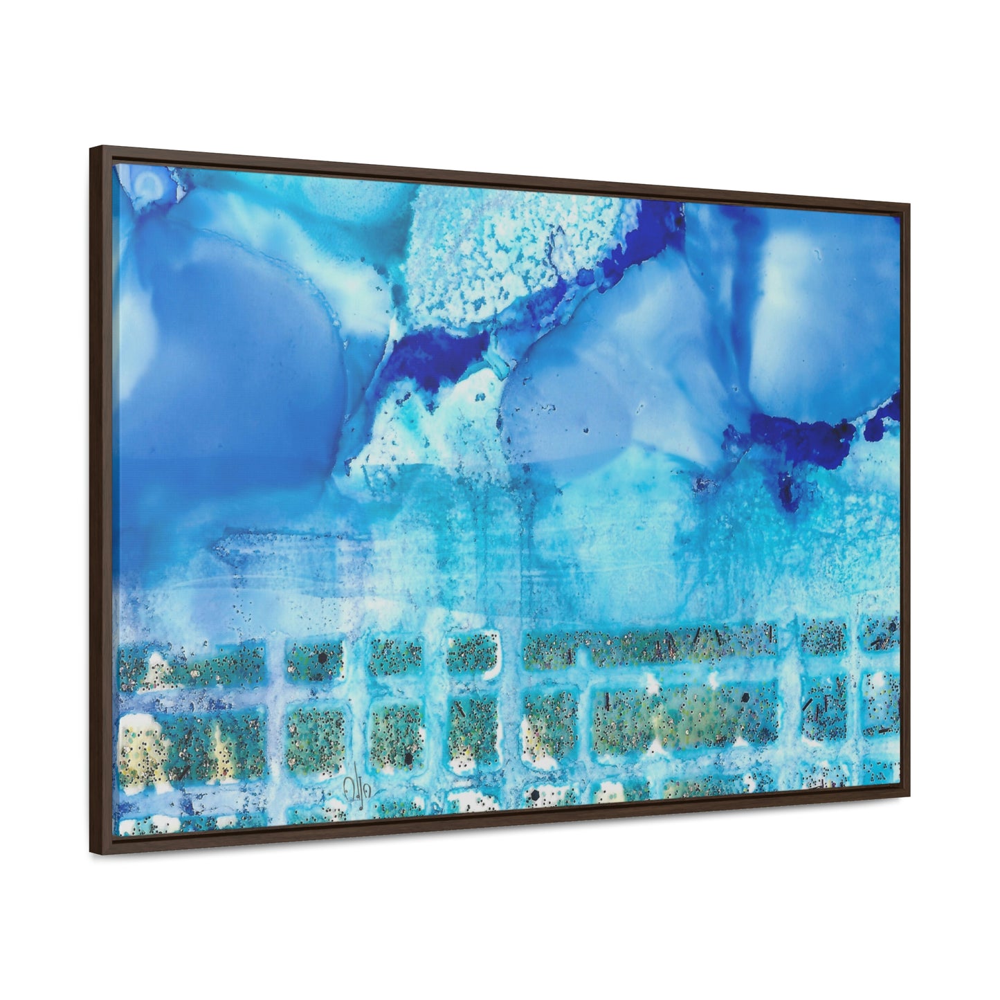 Blue Ice 1 Framed Canvas Print - Alja Design