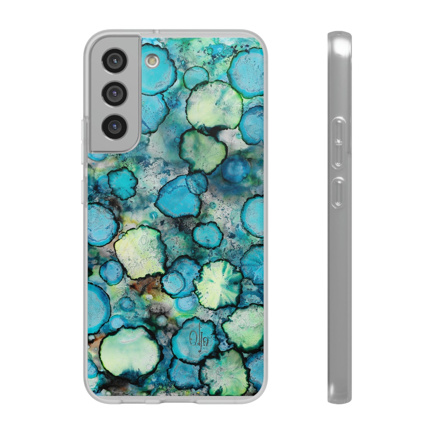 iPhone and Samsung Galaxy Flexi Phone Case Blue Bubbles - Alja Design