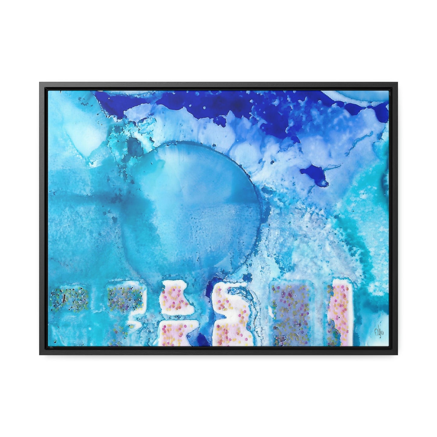 Blue Ice 9 Framed Canvas Print - Alja Design