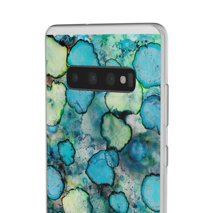 iPhone and Samsung Galaxy Flexi Phone Case Blue Bubbles - Alja Design